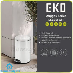 EKO Maggey Stainless Steel Pedal Dustbin EK9113 White