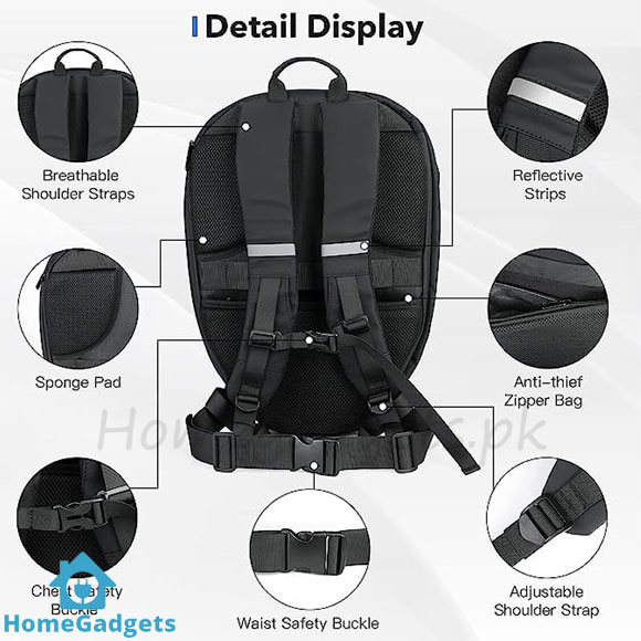 EYE LED Motorcycle Backpack with Bluetooth LCD Display | Waterproof Knight Bag 5 EYE LED Motorcycle Backpack with Bluetooth LCD Display | Waterproof Knight Bag - Image 5