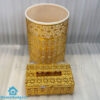 Golden Tissue Box and Dustbin Set in Pakistan