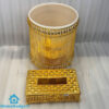 Golden Tissue Box and Dustbin Set in Pakistan