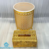 Golden Tissue Box and Dustbin Set in Pakistan