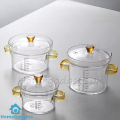 High Borosilicate Glass Mini Cooking Pot Handle With Lid