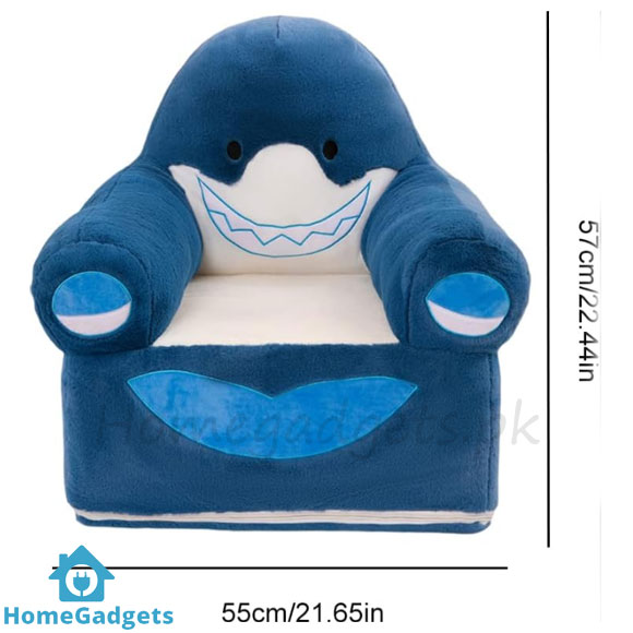 Kids Blue Shark Plush Couch Sofa Seat – Toddler Soft Seater 3 Kids Blue Shark Plush Couch Sofa Seat