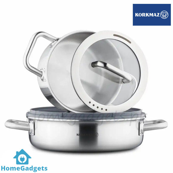 Korkmaz Aura Stainless Steel Cookware Set 8 Pcs 5 Korkmaz Aura Stainless Steel Cookware Set 8 Pcs