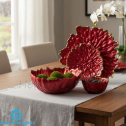 Luxury Gold Leaf Textured Fruit Bowl and Cake Set 14 Pieces