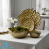 Luxury Gold Leaf Textured Fruit Bowl and Cake Set 14 Pieces 4 Luxury Gold Leaf Textured Fruit Bowl and Cake Set 14 Pieces