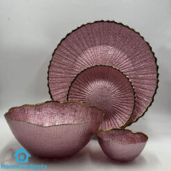 Luxury Round Textured Fruit Bowl and Cake Plate Set 14 Pieces