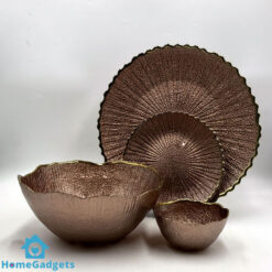 Luxury Round Textured Fruit Bowl and Cake Plate Set 14 Pieces