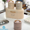 Metal Bread Box with Sugar Coffee and Tea Canisters
