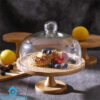 Natural Wooden Cake Stand With Glass Lid