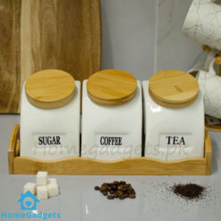 Porcelain 3Pcs Canister Set with Tray