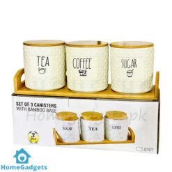Porcelain 3Pcs Canister Set with Tray