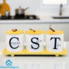 Porcelain 3Pcs Canister Set with Tray