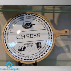 Premium bamboo ceramic cheese serving plate with assorted cheeses