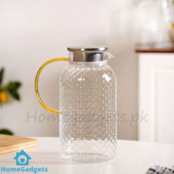 Textured Glass Jug with Steel Lid