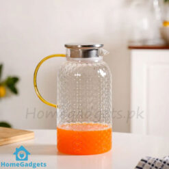 Textured Glass Jug with Steel Lid