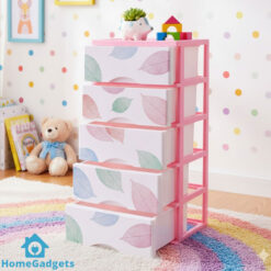5 Large Drawer Plastic Storage Organizer Pink