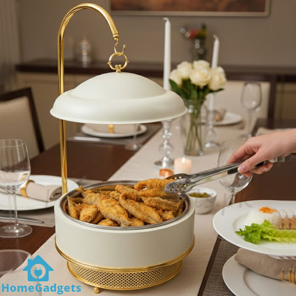 Elegant Buffet Chafing Dishes Buffet Warmer White/Golden 1 Elegant Buffet Chafing Dishes Buffet Warmer White