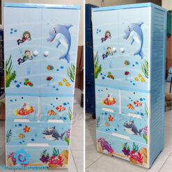 Kideez Plastic Hanging Wardrobe – 3 Layers 4 Drawers Ocean Blue