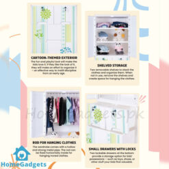 Kideez Plastic Hanging Wardrobe – 3 Layers 4 Drawers Floral