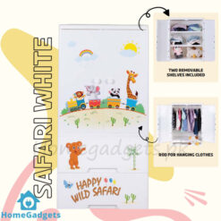 Kideez Plastic Hanging Wardrobe – 5 Layers Safari Print