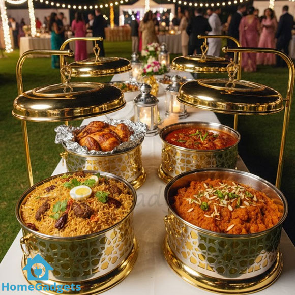 Royal Golden Silver Buffet Chafing Dish – Luxury Food Warmer 2 Royal Golden Silver Buffet Chafing Dish – Luxury Food Warmer