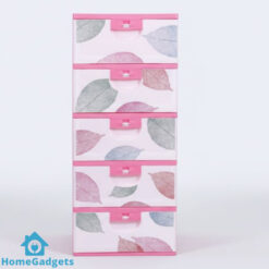 Stylish 5 Drawer Leaf Pattern Plastic Storage Cabinet
