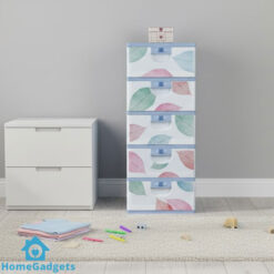 Stylish 5 Drawer Leaf Pattern Plastic Storage Cabinet