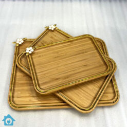 3 Piece Bamboo Fancy Serving Tray Set