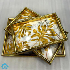 3 Piece Fancy Golden Serving Tray Set | Eco Serving Tray