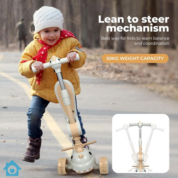 3 Wheeled Kids Scooter – Lean to Steer Foldable Kick Scooter with Flashing LED Lights 5 3 Wheeled Kids Scooter