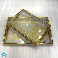 Acrylic Fancy Golden Serving Tray Set of 2