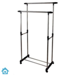 Adjustable Double Garment Rack DIY Clothes Hanger Movable Dryer Stand Rolling Clothes Rack