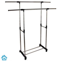 Adjustable Double Garment Rack DIY Clothes Hanger Movable Dryer Stand Rolling Clothes Rack