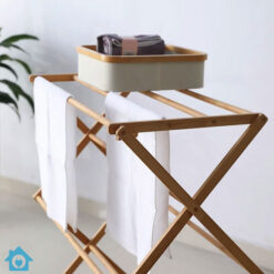 Bamboo Wood X-Shaped Towel Drying Rack