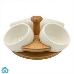 Ceramic Luxury Condiment Bowl Set with Stand - 4 Pieces