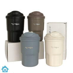 Cute Korean Coffee Cup Thermos With Straw 600ml