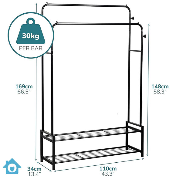 Double Clothes Rack Versatile Garments Organizer Rail With Double Shoe Rack 2 Double Clothes Rack Versatile Garments Organizer Rail With Double Shoe Rack