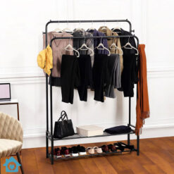 Double Clothes Rack Versatile Garments Organizer Rail With Double Shoe Rack