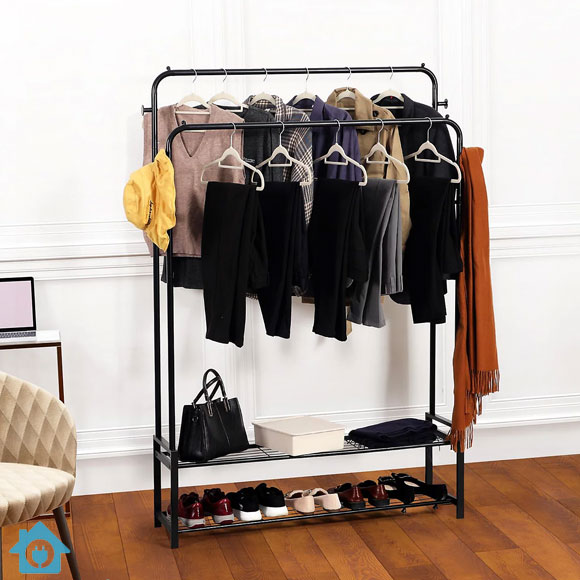Double Clothes Rack Versatile Garments Organizer Rail With Double Shoe Rack 1 Double Clothes Rack Versatile Garments Organizer Rail With Double Shoe Rack
