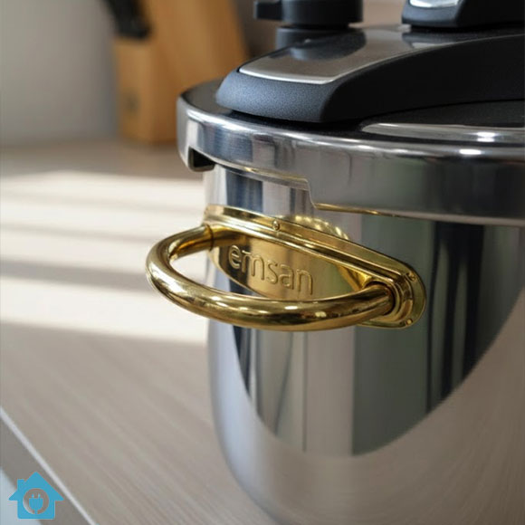Emsan Stainless Steel Pressure Cooker Gold Handles 6 Liters - Edition by Falez 3 Emsan Stainless Steel Pressure Cooker Gold Handles 6 Liters