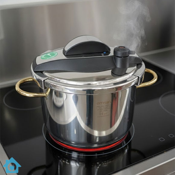 Emsan Stainless Steel Pressure Cooker Gold Handles 6 Liters - Edition by Falez 1 Emsan Stainless Steel Pressure Cooker Gold Handles 6 Liters