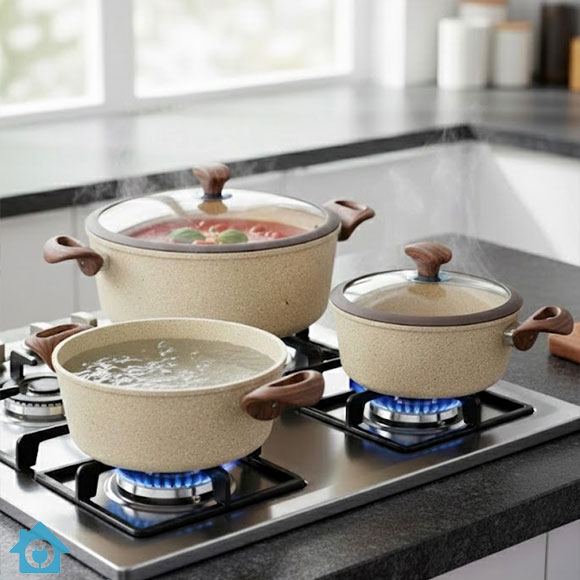 Falez Granite Ceramic Non Stick Cookware Set 9 Pcs – Made in Turkey 3 Falez Granite Ceramic Non Stick Cookware Set 9 Pcs