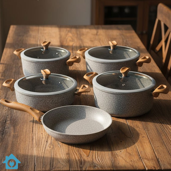 Falez Granite Ceramic Non Stick Cookware Set 9 Pcs – Made in Turkey 2 Falez Granite Ceramic Non Stick Cookware Set 9 Pcs