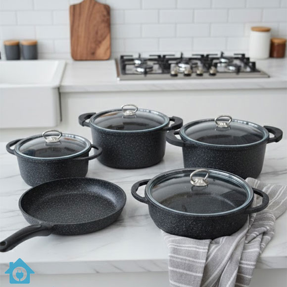 Falez Granite Non Stick Cookware Set 9 Pcs – Made in Turkey 1 Falez Granite Non Stick Cookware Set 9 Pcs