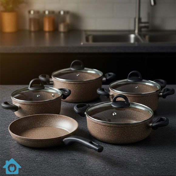 Falez Granite Non Stick Cookware Set 9 Pcs – Made in Turkey 2 Falez Granite Non Stick Cookware Set 9 Pcs