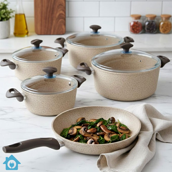 Falez Granite Non Stick Cookware Set 9 Pcs – Made in Turkey 1 Falez Granite Non Stick Cookware Set 9 Pcs – Made in Turkey