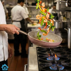 Falez Pink Ceramic Granite Non Stick Cookware Set 9 Pcs