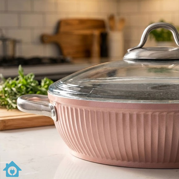 Falez Pink Ceramic Granite Non Stick Cookware Set 9 Pcs 3 Falez Pink Ceramic Granite Non Stick Cookware Set 9 Pcs