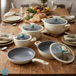 Falez Premium Ceramic Coating NonStick Cookware Set 9Pcs